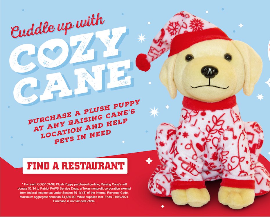 Operation Kindness Partners with Raising Cane’s for Plush Puppy Holiday